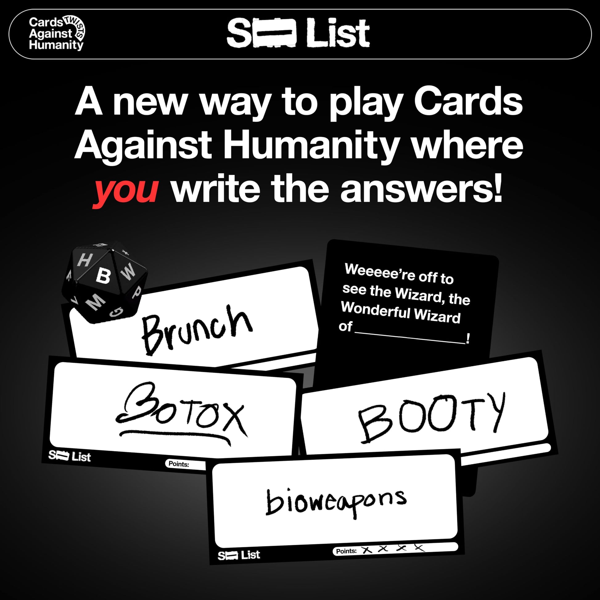 Cards Against Humanity: S⸺ List • A New Twist on The Classic Adult Party Game • New Expansion, Plus a Whole New Way to Play Where You Write Your own