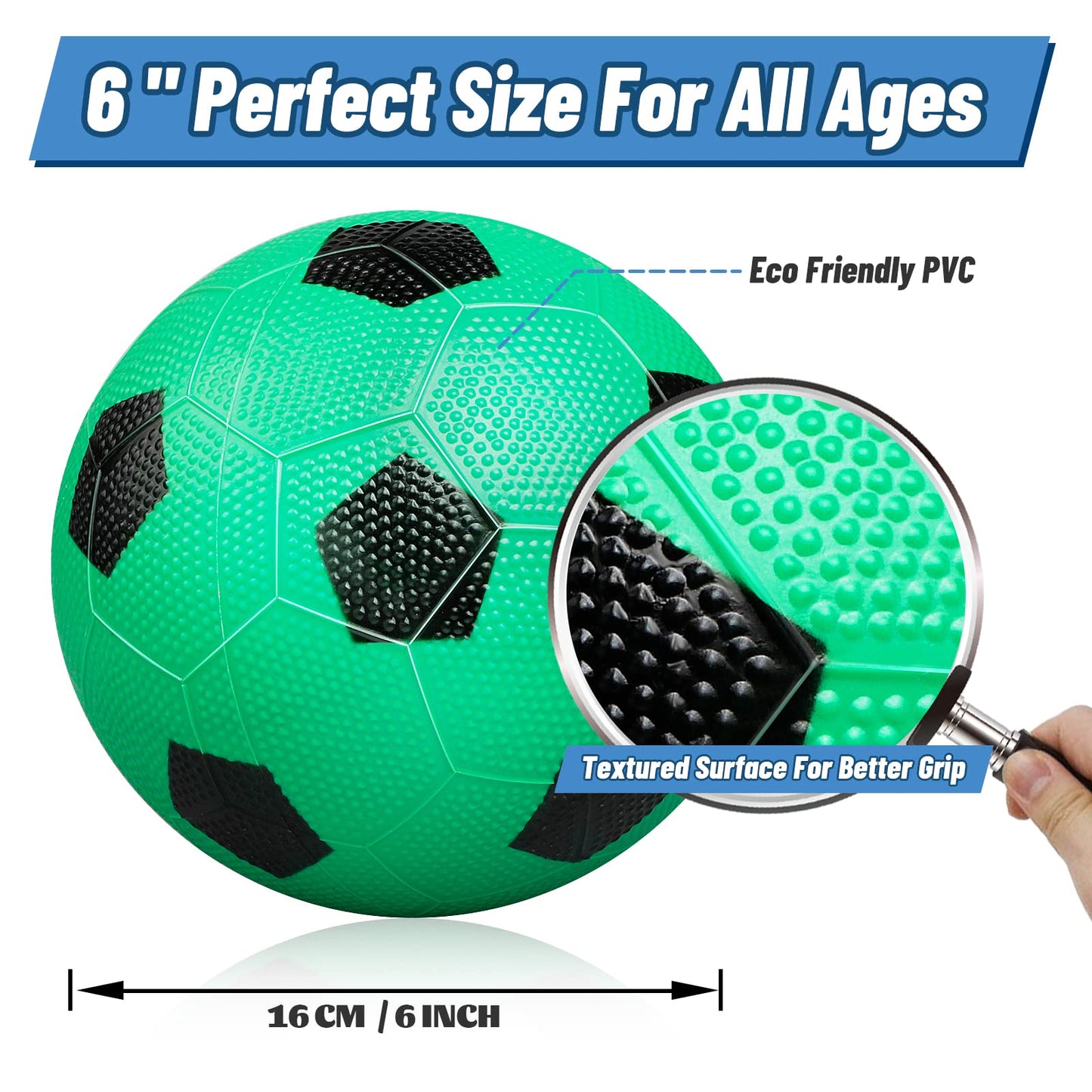 Anzmtosn 6" Small Kids Mini Soccer Balls Sports Toys, PVC for Beach Pool & Inflatables, Soft Balls (3 Pack)