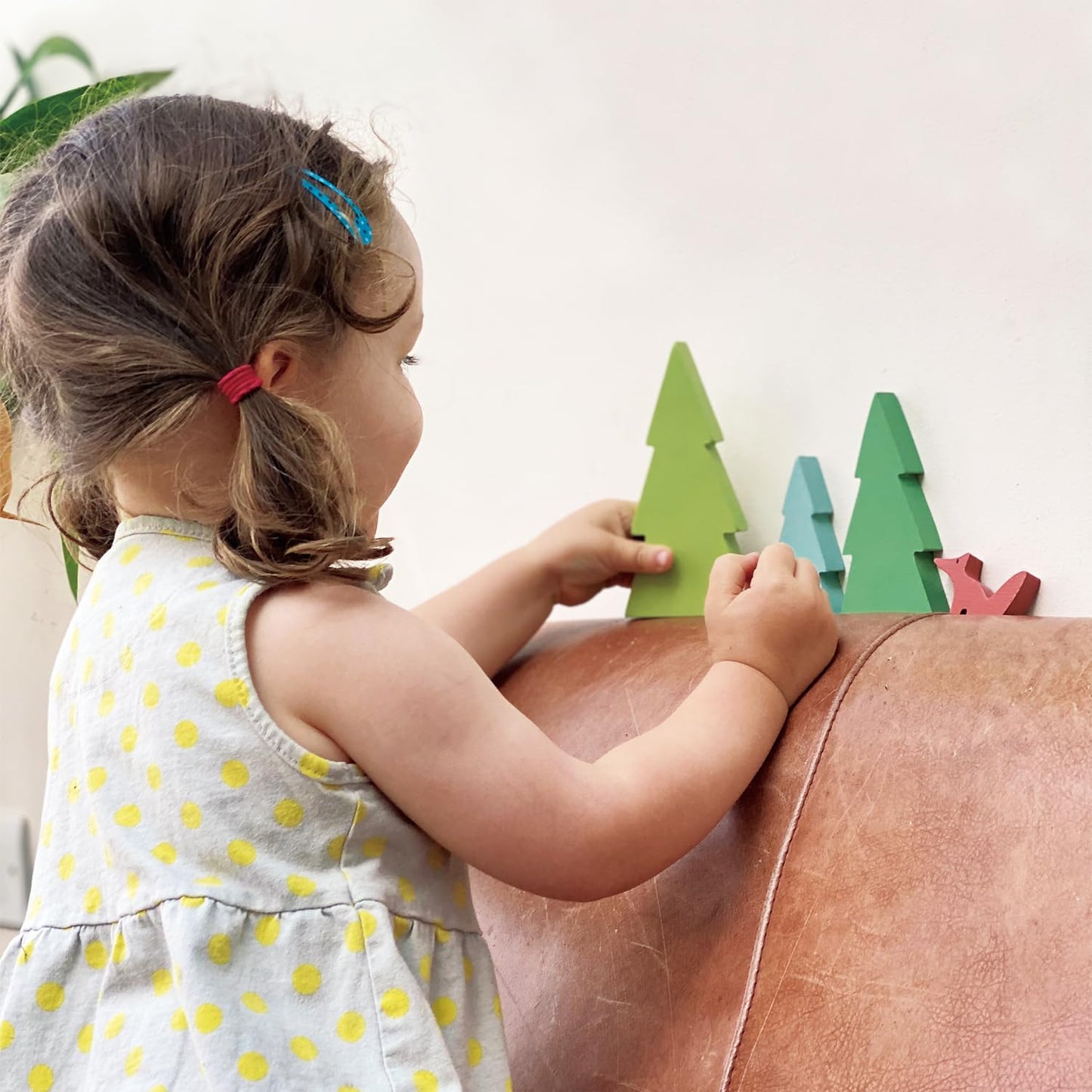 Tender Leaf Toys - Fir Tops - Set of Three Wooden Fir Trees and a Fox for Kids Train Accessories - Imaginative and Pretend Play for Kids Age 3+