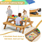 ARLIME Sand and Water Table - 3-in-1 Kids Picnic Table with Height Adjustable Umbrella, Removable Table Top & 2 Detachable Game Boxes, Water Play