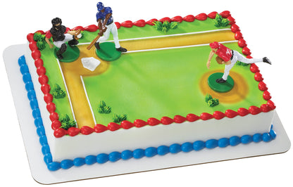 DecoSet® Batter Up 3 Piece Decorations Set, Cake and Cupcake Toppers for Baseball Themed Birthdays, Celebrations, and Parties, Food Safe, Re-usable