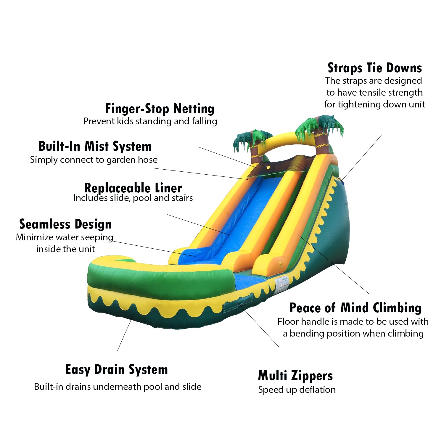 JumpOrange Commercial Grade Inflatable 18' Tropical Aloha Super Party Water Slide, 100% PVC VINYL With Air Blower