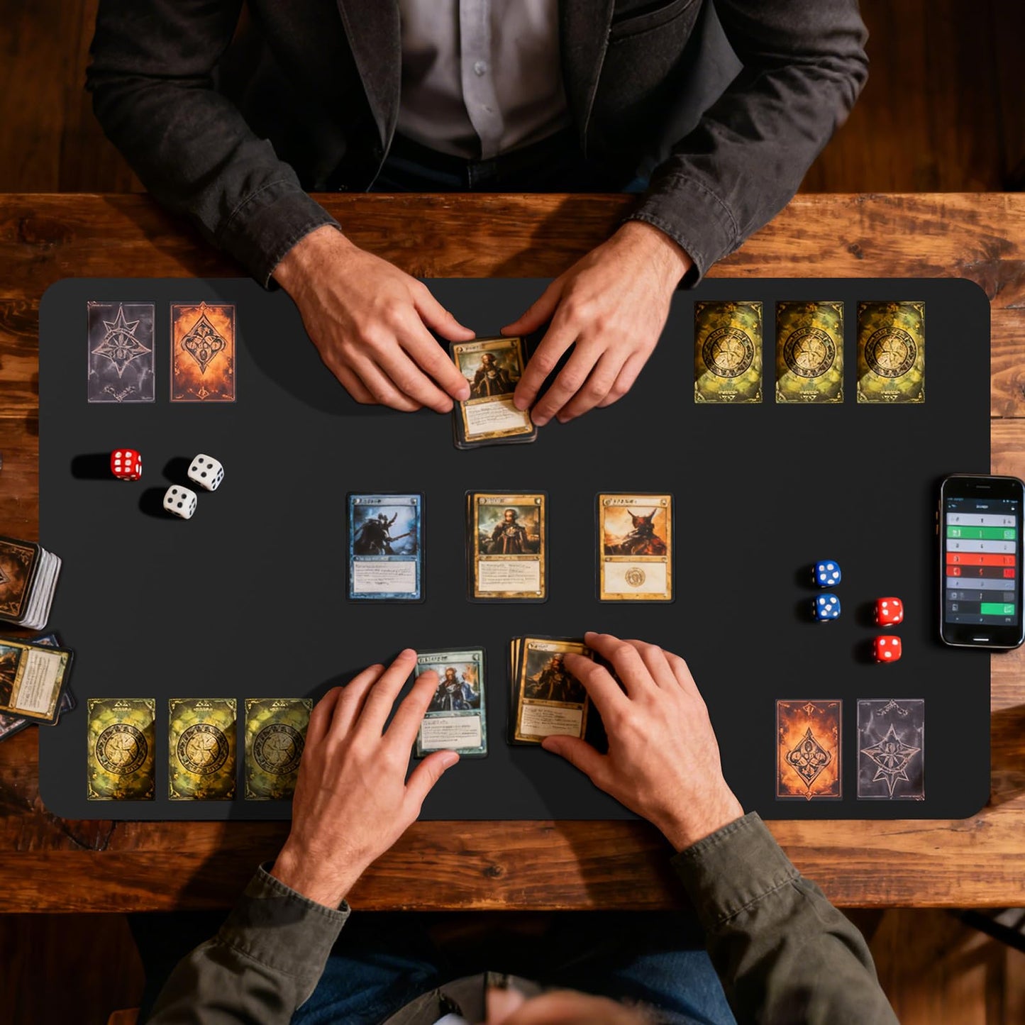 6 Pcs Black Card Gaming Mat 14x24 Inch, Playmat Table Smooth Playing Card Mat,Versatile Card Game mat and Desk pad for Home Office Use