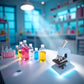 Blue Miniature Microscope, Plastic Dollhouse Mini Laboratory Tool for Dollhouse Science STEM Scene, Experiment Scene Doll House Kit for 1:12 Scale