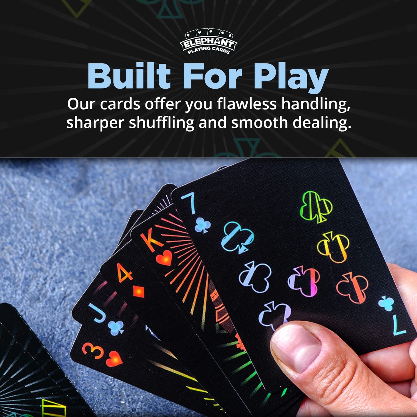 PREMIUM PLAYING CARDS, High Quality Deck of Cards, Cool Prism Gloss Ink, Best Poker Cards, Unique Bright Rainbow & Red Colors for Kids & Adults, Black