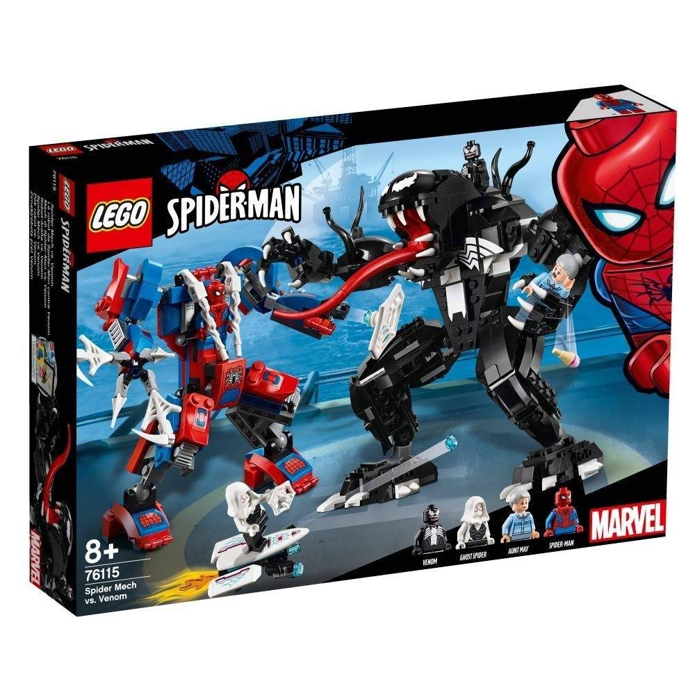 LEGO Super Heroes Marvel Spider Mech Vs. Venom 76115 Action Toy Building Kit with Web Shooter and Gripping Toy Claw Includes Spider-Man Minifigures