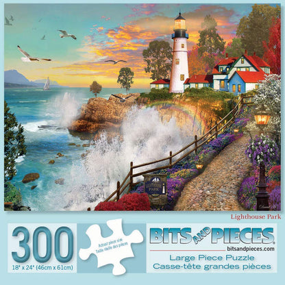 Bits and Pieces - 300 Piece Jigsaw Puzzle for Adults - Lighthouse Park - Jigsaw Puzzle by Artist David Maclean, Completed Puzzle Size: 18" x 24"
