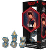 Stranger Things: Adventure Dice - Will - 7pc RPG Set, Blue & Silver Fleck, Gold Icons, Cleric Class, Collectible Roleplaying Game Accessory, Licensed