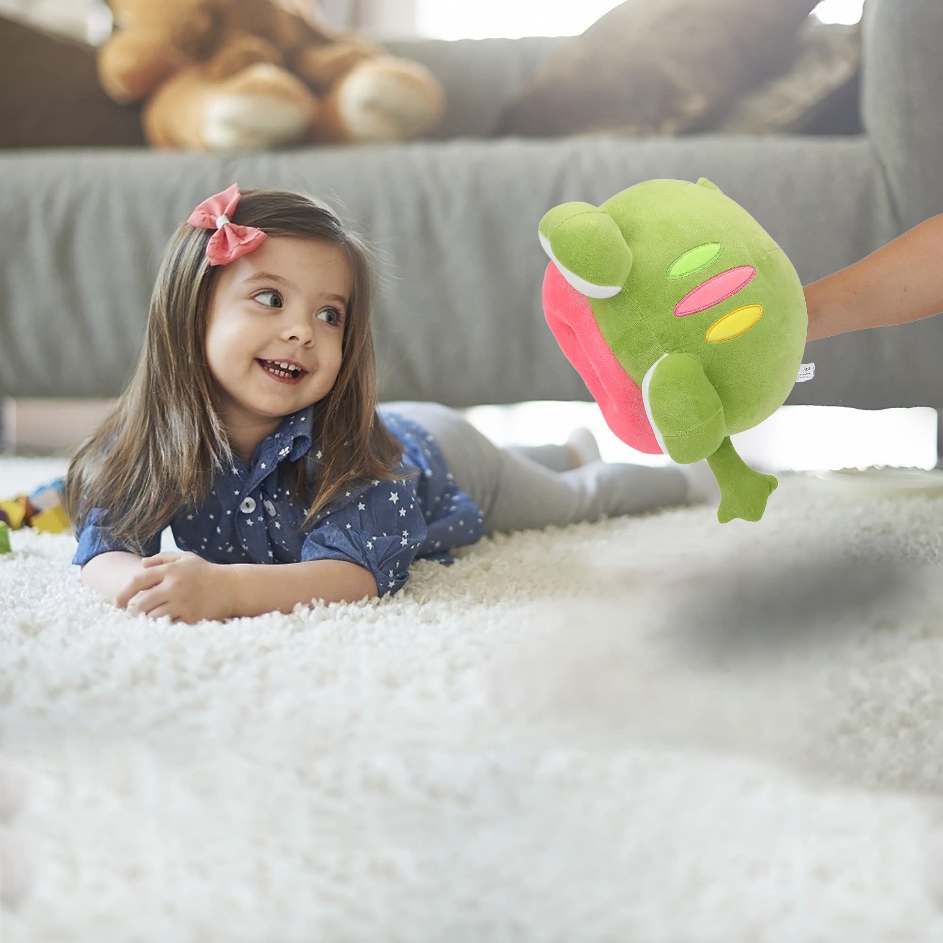 CAZOYEE Soft Frog Plushies Gifts for Girls Boys, Frog Snuggly Hugging Pillow, Cuddly Stuffed Animals Decoration,10"