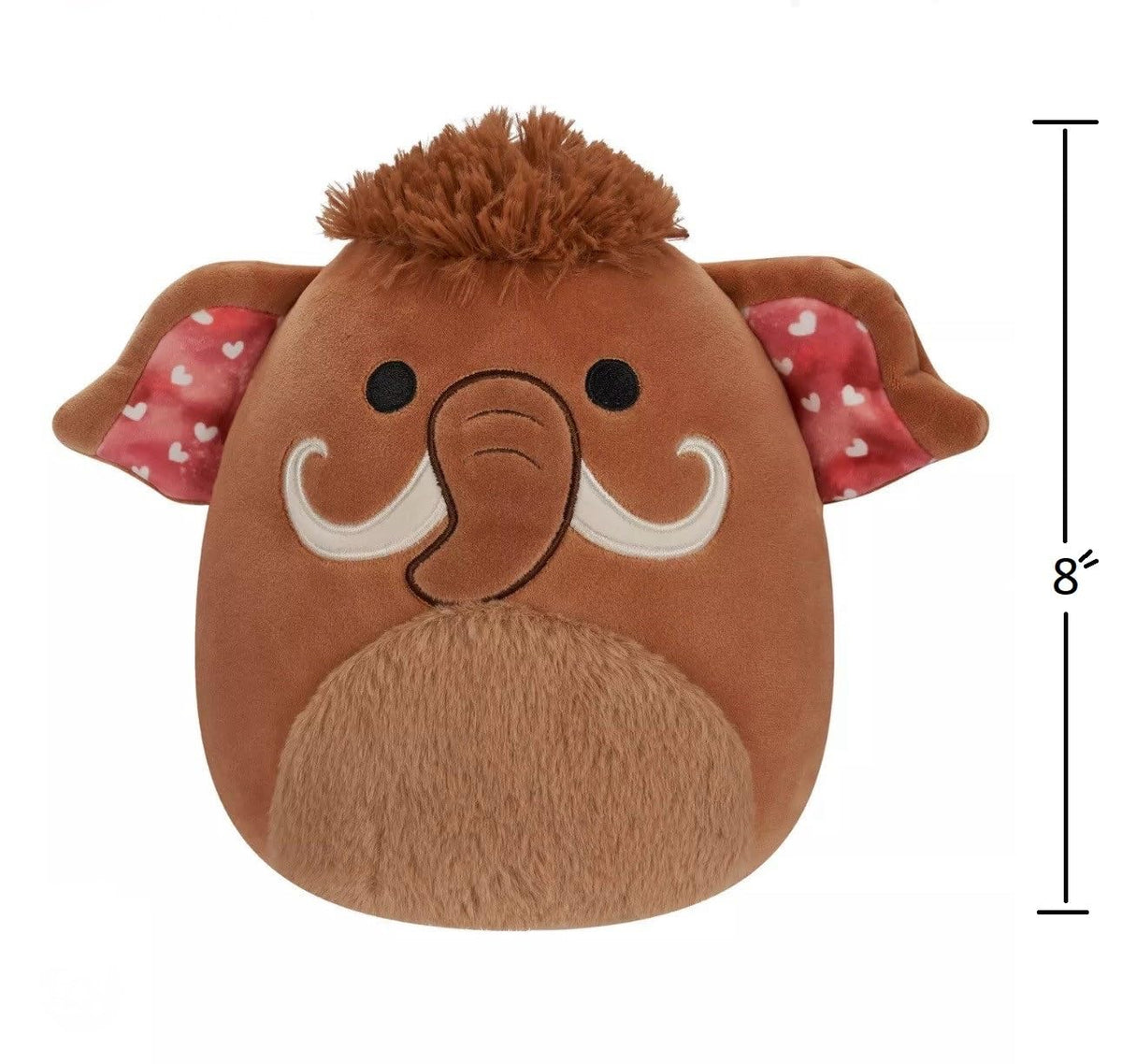 Squishmallow 8" Chienda The Brown Wooly Mammoth with Heart Ears Valentine's Day Plush- Officially Licensed Kellytoy - Collectible Soft & Squishy Toy -