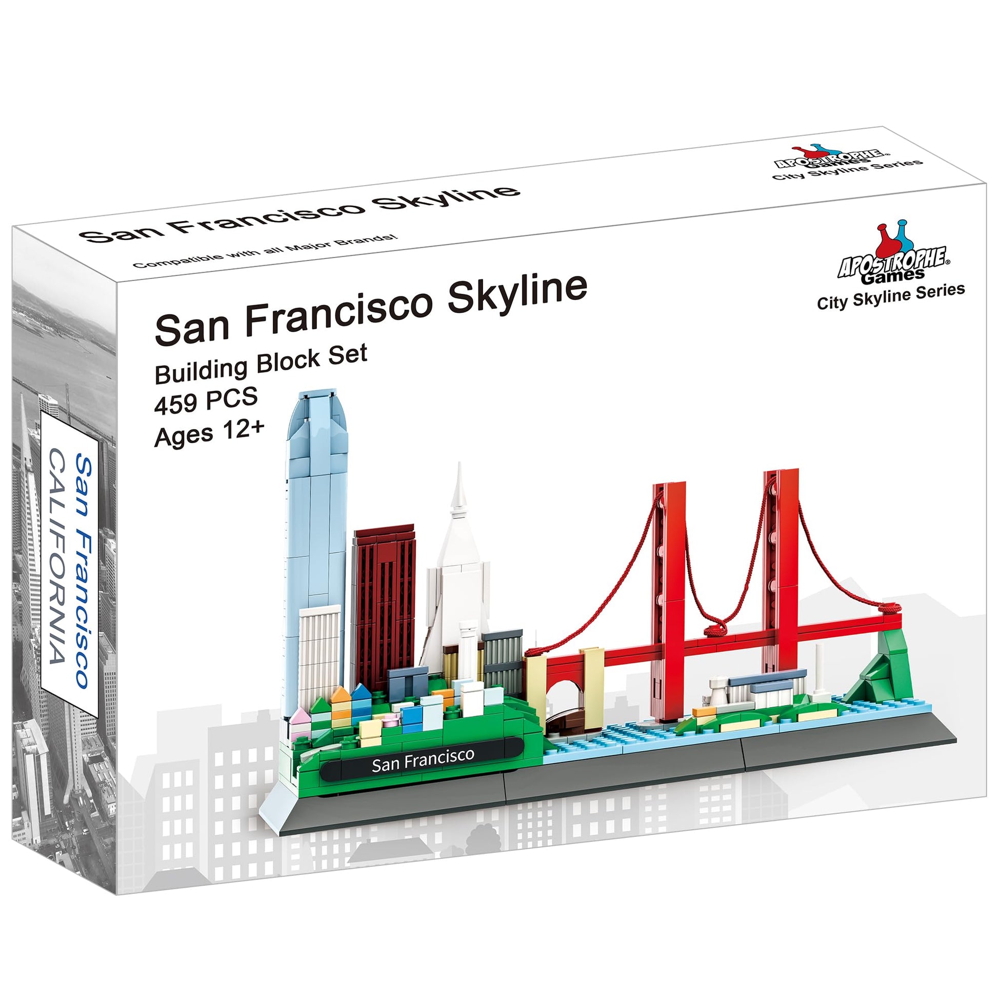 Apostrophe Games San Francisco Skyline Building Block Set (459 Pieces) Features Golden Gate Bridge and More - Architecture Landmark Model for Kids