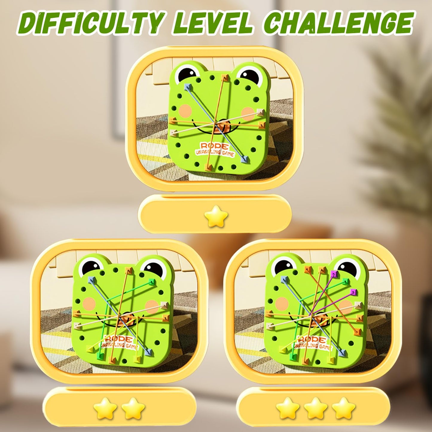 TSFGDYL Frog Brainy Knots Game,Rope Untangling Puzzle Game,Educational Strategy Board Game for Kids & Adults, Family Travel Party Toys, Gifts for All