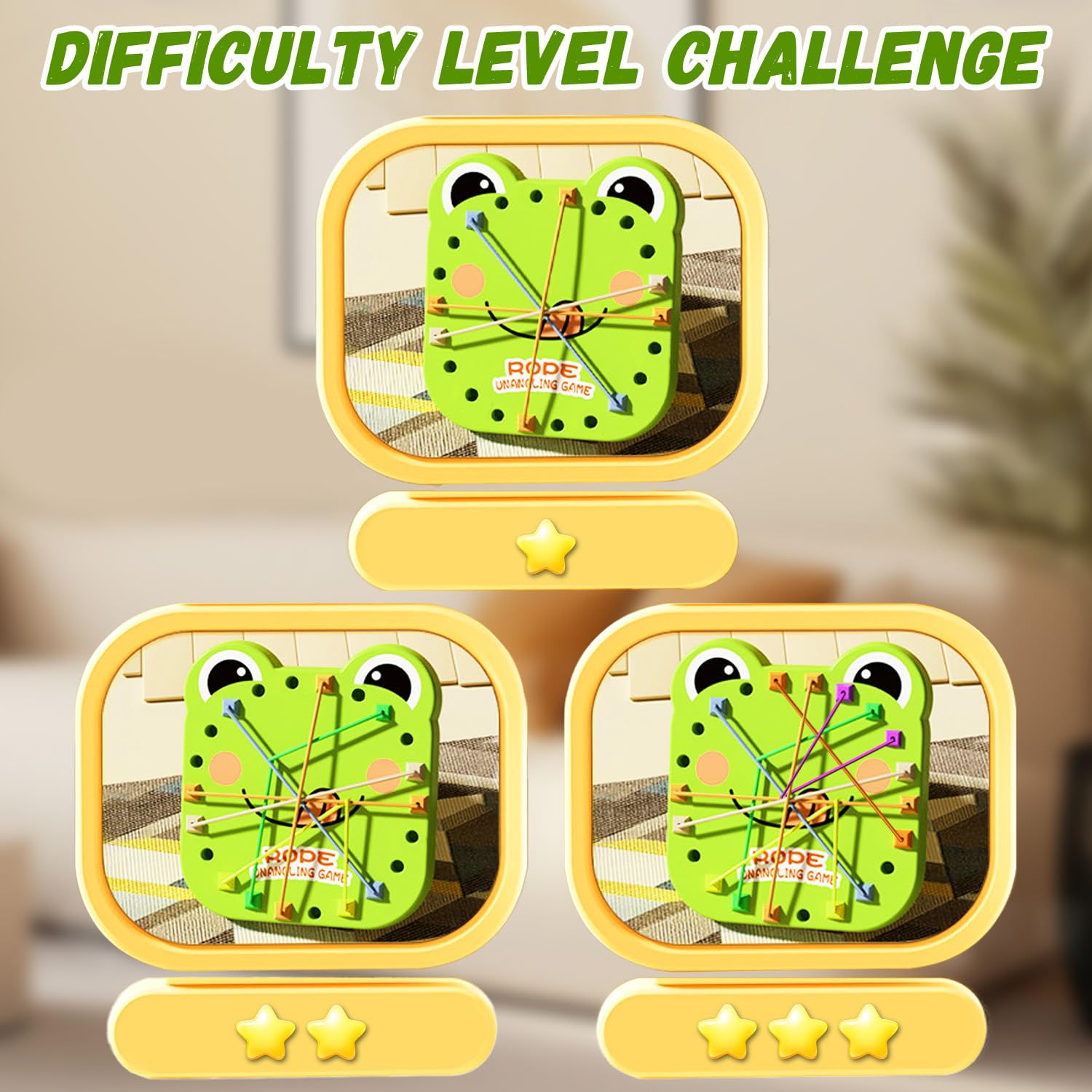 TSFGDYL Frog Brainy Knots Game,Rope Untangling Puzzle Game,Educational Strategy Board Game for Kids & Adults, Family Travel Party Toys, Gifts for All