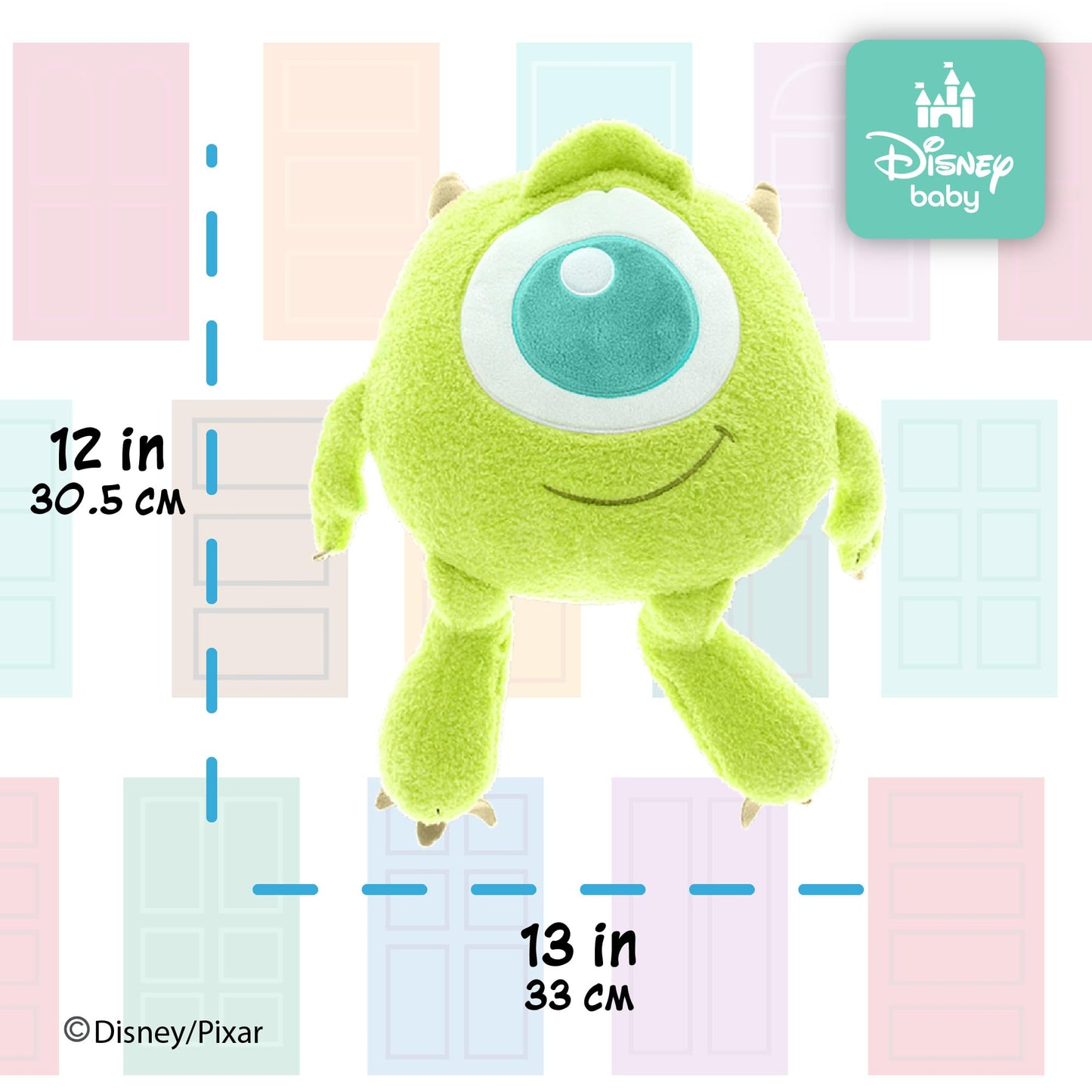 Disney Monsters Inc. Mike Wazowski Cuteeze Plush - Cute Cuddle Plushie Gift for Baby and Toddler Boys and Girls - 12 Inches