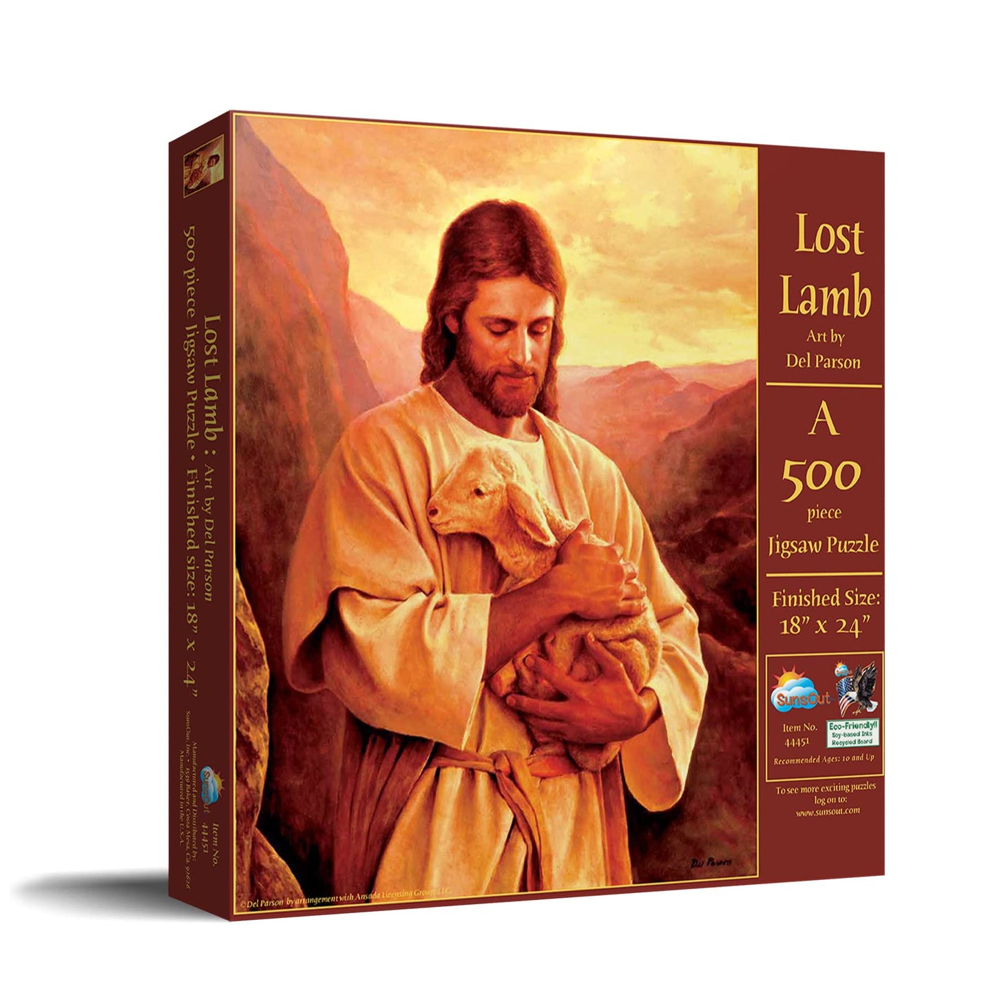 SUNSOUT INC - Lost Lamb - 500 pc Jigsaw Puzzle by Artist: Del Parson - Finished Size 18" x 24" - MPN# 44451