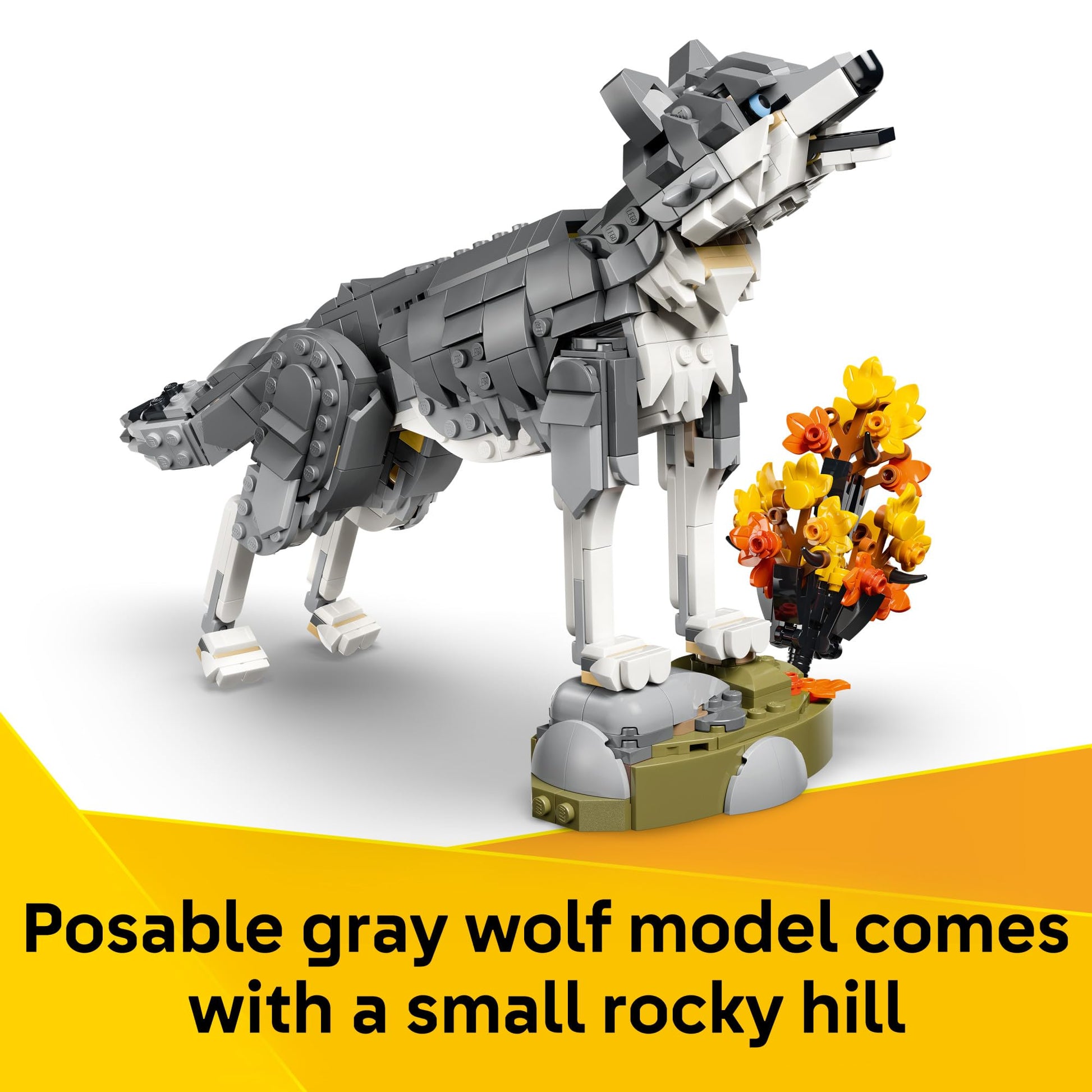 LEGO Creator 3 in 1 Forest Animals: Gray Wolf - Building Toy for Boys & Girls, Ages 8+ - Build a Wolf, Falcon or Raccoon - Gift for Kids' Birthdays -