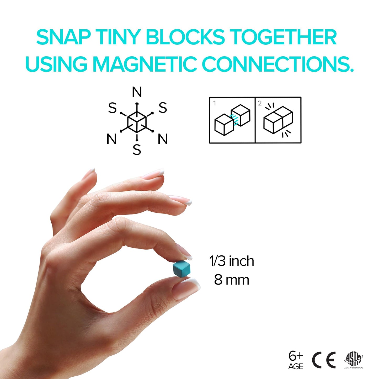 PIXIO Mini Magnetic Blocks Building Toy in The Pixel Art Style with Free App - 5/16" Magnetic Cubes Construction Set - Open Ended Creativity Toy
