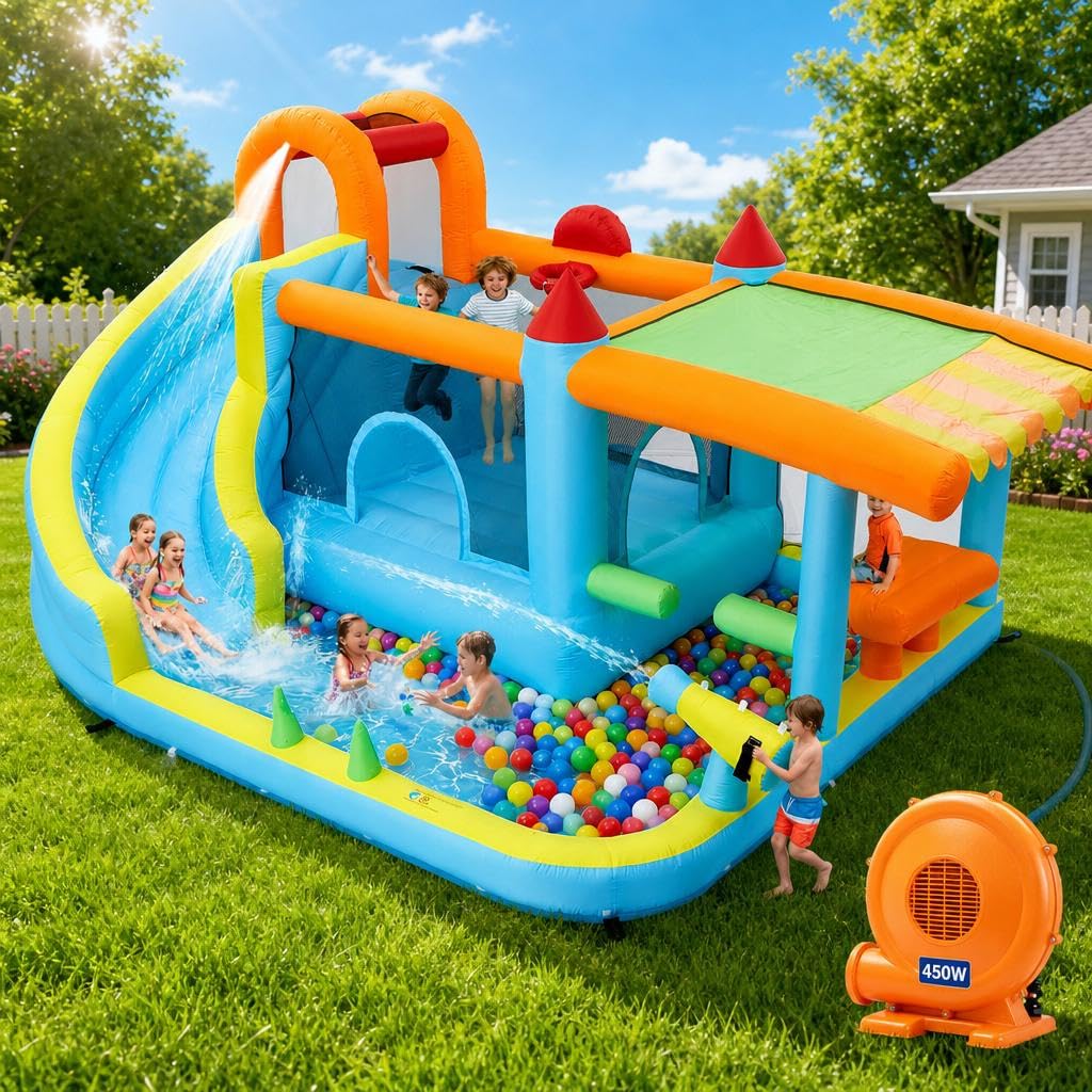 Garvee 12-in-1 Kids Inflatable Bounce House with 450W Blower