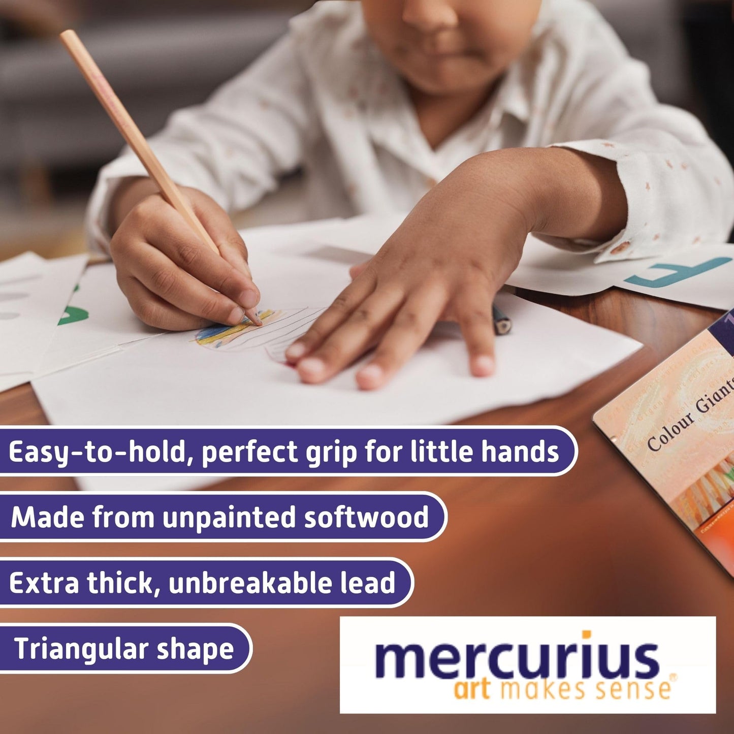 Mercurius AMS Color Giant Pencils, Set of 12 in Tin Case