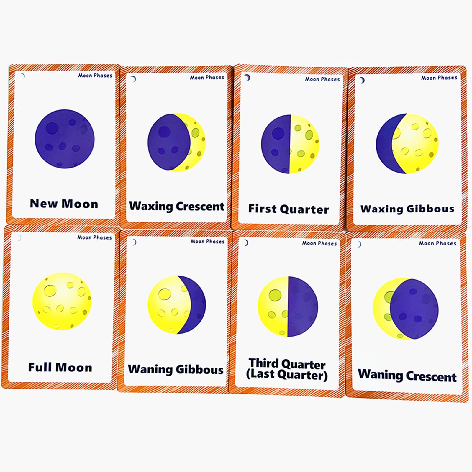 Set of Moon Phase Flash Cards for Toddlers(9 Count) | Kids Learning Flashcard & Montessori Pocket Cards | Perfect for Pre-K Decor Background Wall