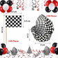 TecUnite 100 Pcs Race Car Checkered Flag Cupcake Wrappers Liners and 100 Pcs Cupcake Toppers Race Car Party Cake Decoration for Racing Checkered Theme