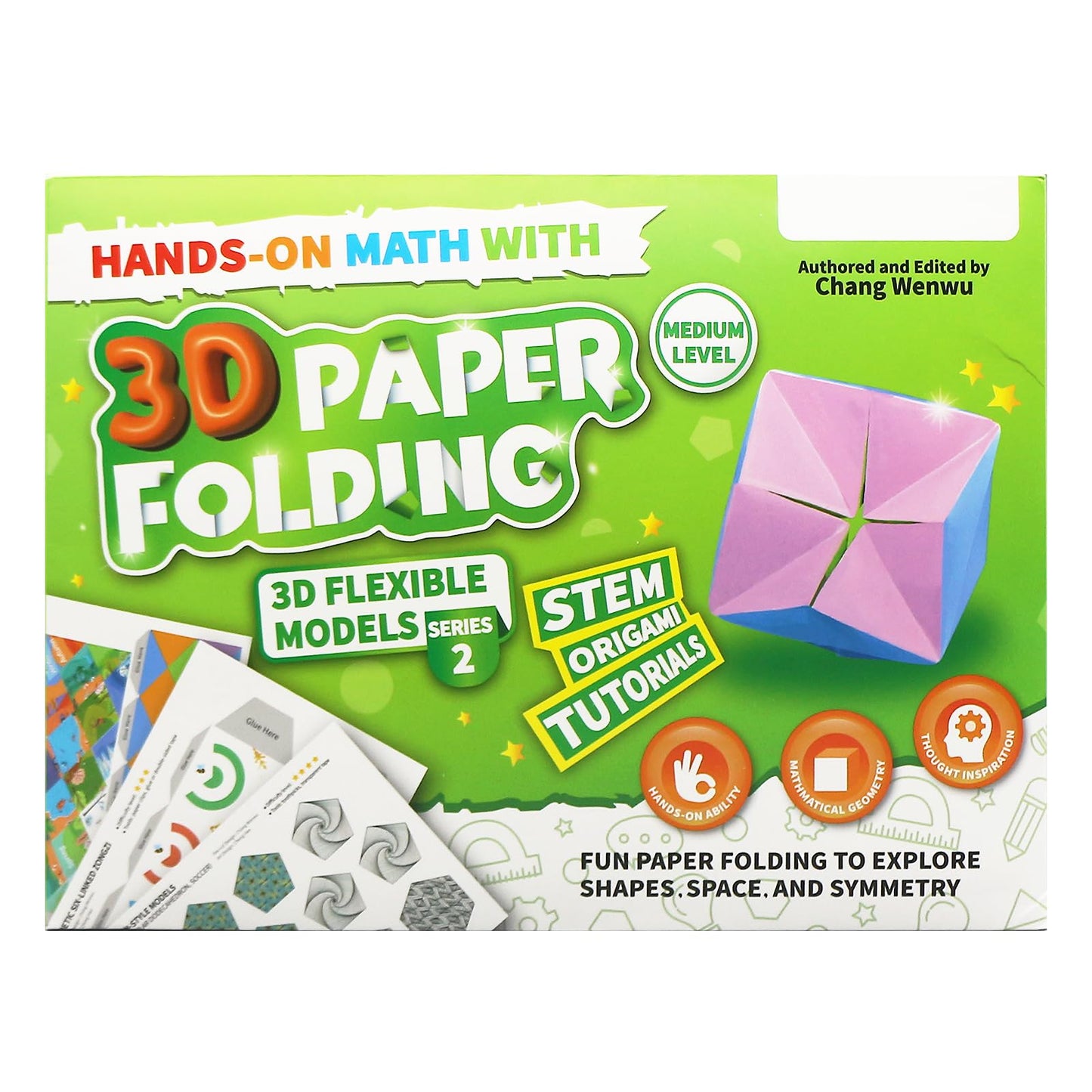 Foraineleyo Hands-On Math with 30 Paper Folding 3D Flexible Models Series 2 - STEM Origami Tutorial Book for Boys Girls Ages 6-12 - Explore Shapes