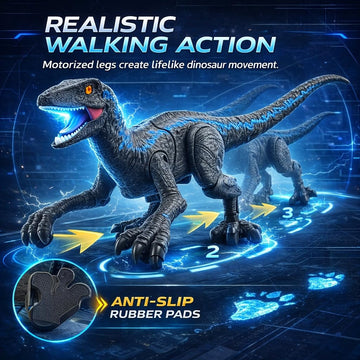 Remote Control Dinosaur Toy for Kids - RC Velociraptor Robot Dinosaur, Walking Robotic Dino with Lights & Roaring Sound, 2.4GHz Electronic Pet Dino