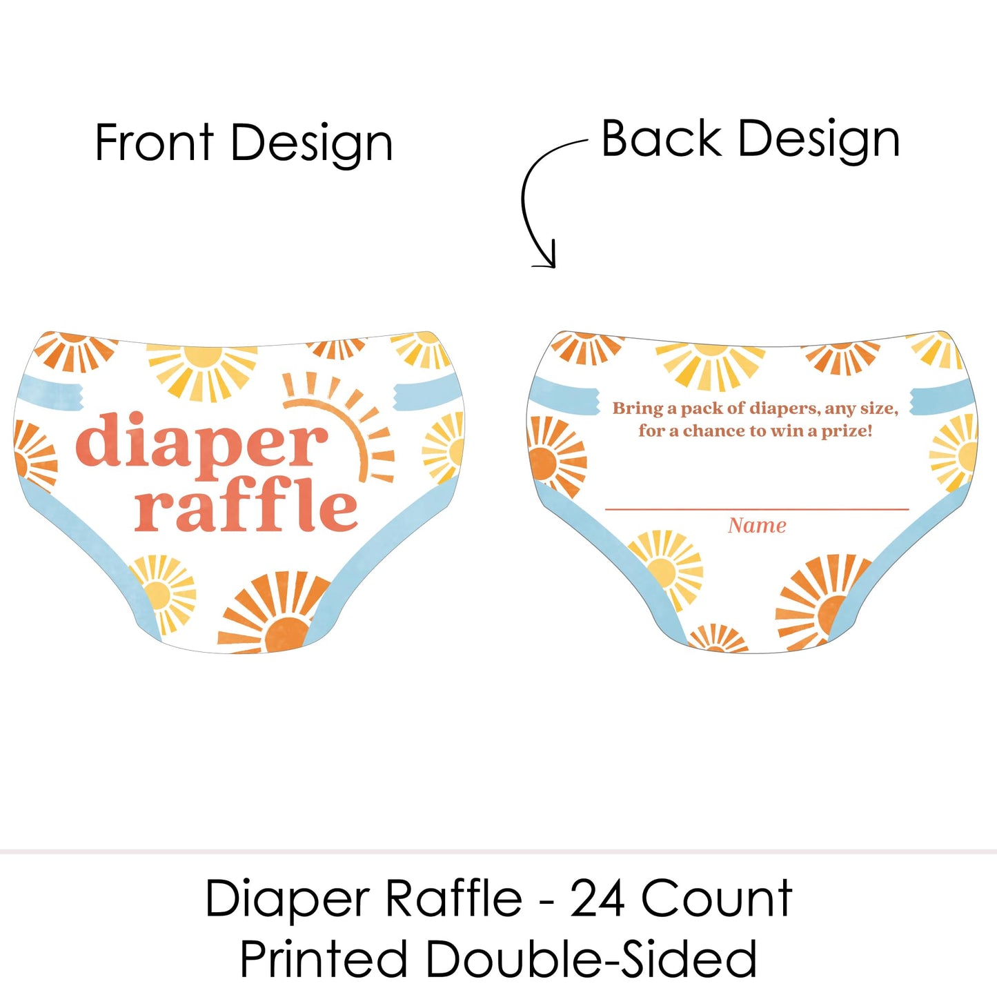 Big Dot of Happiness Retro Sunshine Diaper Raffle Baby Shower Game Ticket Inserts, Boy Boho-Themed Here Comes The Son Party Activities - Set of 24