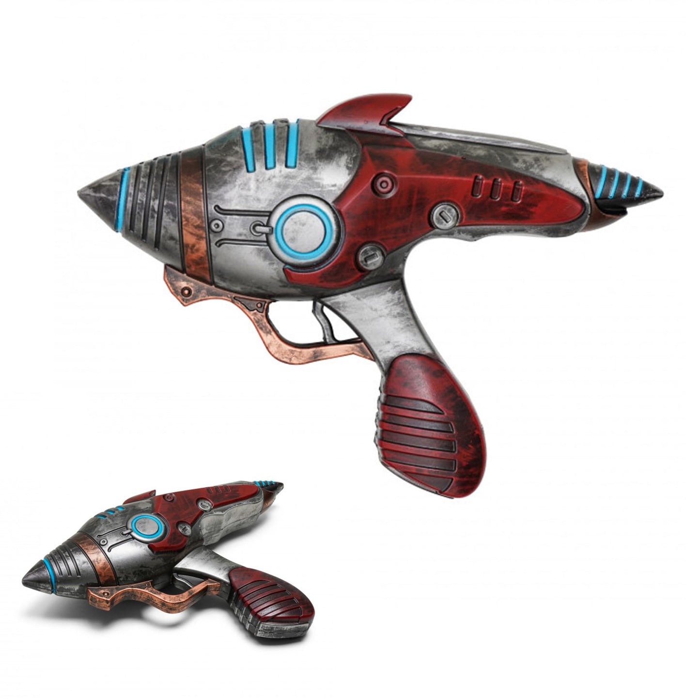 Hub's Alien Blaster Replica Foam Gun - Sci-Fi Retro Ray Gun Toy for Cosplay, Halloween, Display & Collectors - 13" Multicolor Barrel with Red & Silver