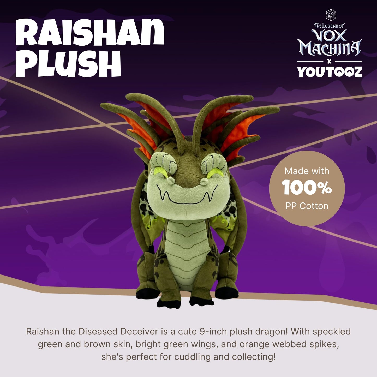 Youtooz Raishan Plush 9", Collectible Stuffed Character Toy from The Legend of Vox Machina, Soft Display Plush for Fans and Collectors