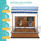 Kids Large Wooden SandBoxes with Roof, Pipleo Outdoor Sand Box Play w/Canopy for Backyard Garden Beach, Sand Pit for Beach Patio Outdoor, [Adjustable