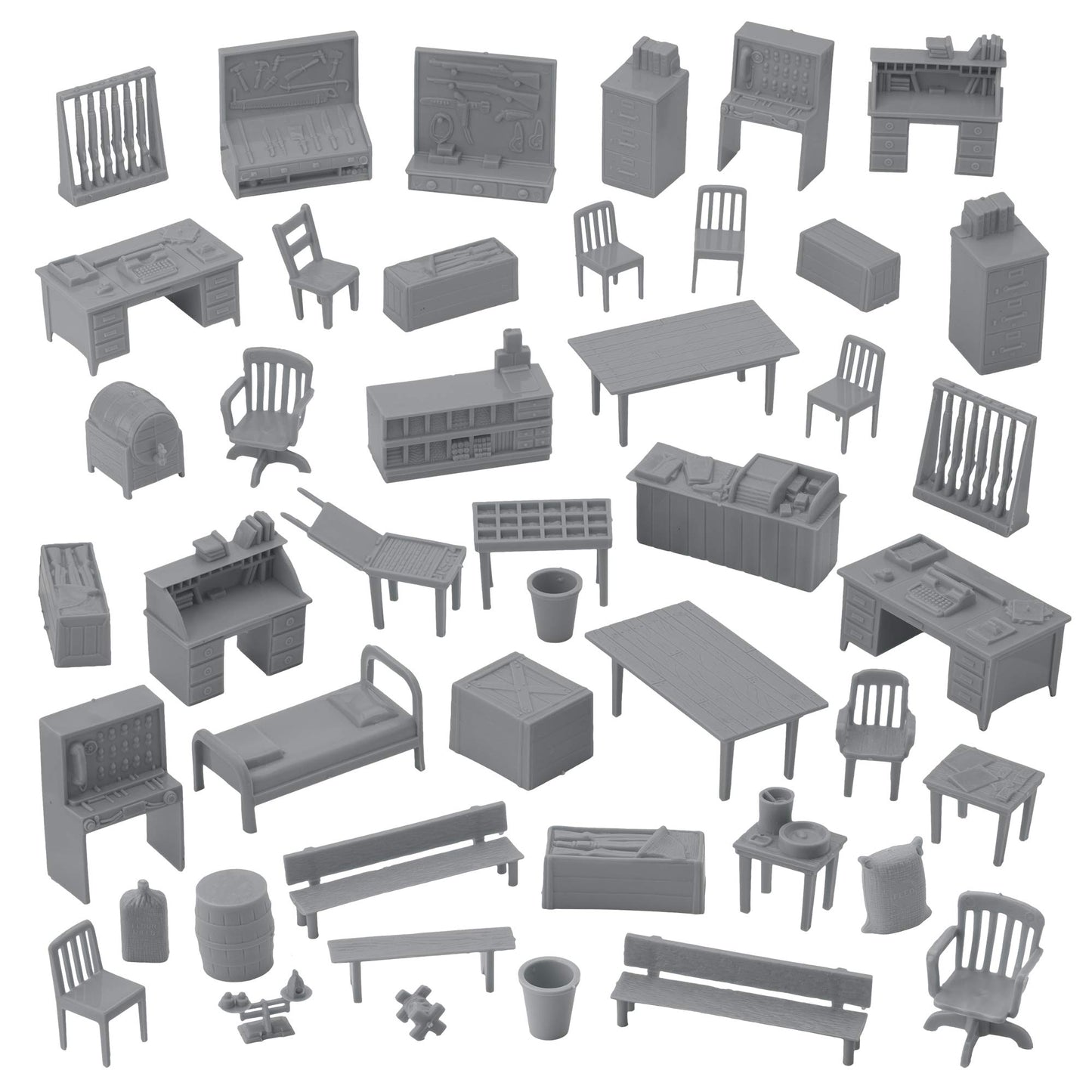 BMC Classic Marx Military Base Camp - 44pc Plastic Army Men Playset Accessories