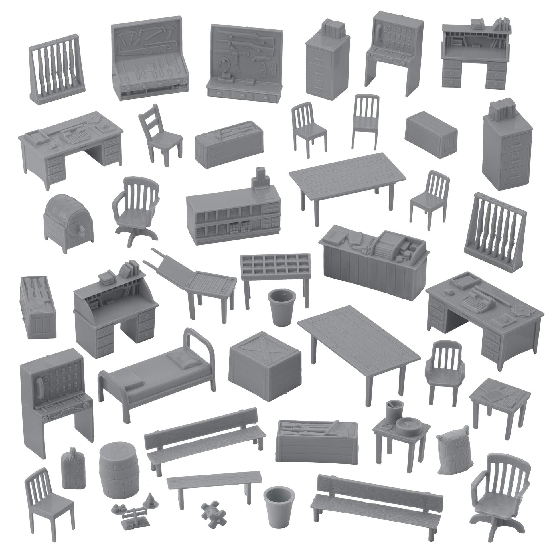 BMC Classic Marx Military Base Camp - 44pc Plastic Army Men Playset Accessories