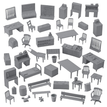 BMC Classic Marx Military Base Camp - 44pc Plastic Army Men Playset Accessories