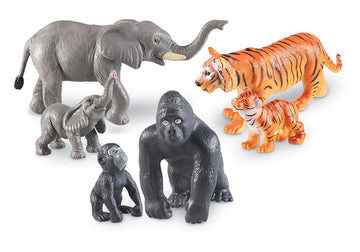 Learning Resources Jumbo Jungle Animals Mommas and Babies - Safari Animal Toys, Toddler Animal Figurines, Toy Figures for Kids, Jungle Toys, Pretend