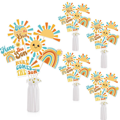 Here Comes The Son Centerpiece Sticks Here Comes The Son Baby Shower Decorations 24Pcs Sun Table Toppers Sunshine Baby Shower Supplies Boho Sun