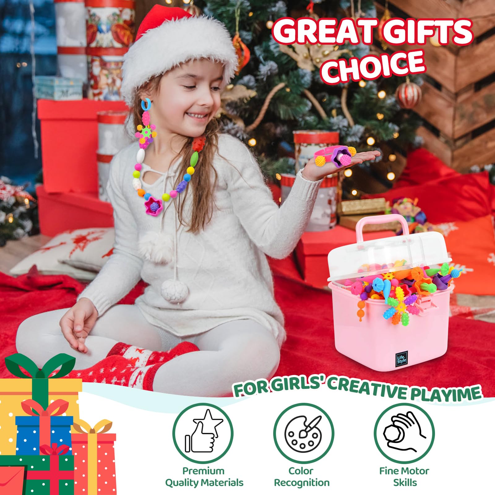 NIDOOT 550Pc+ Pop Beads Jewelry Making kit for Girls 4-6, Arts and Crafts for Kids Ages 4-8, Toys for 4 5 6 Years Old Girl Birthday Gifts Ideas