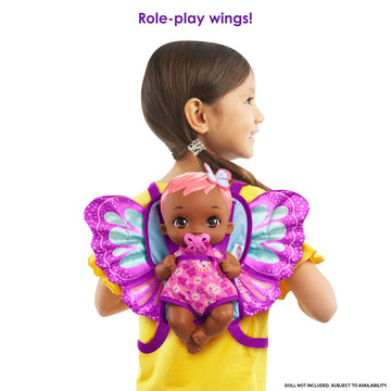 My Garden Baby HBH45 On The Fly 2-in-1 Baby Doll Carrier and Changing Bag (27-cm / 15.75-in) with 5 Accessories, Makes a for Kids Ages 3Y+, Multicolor