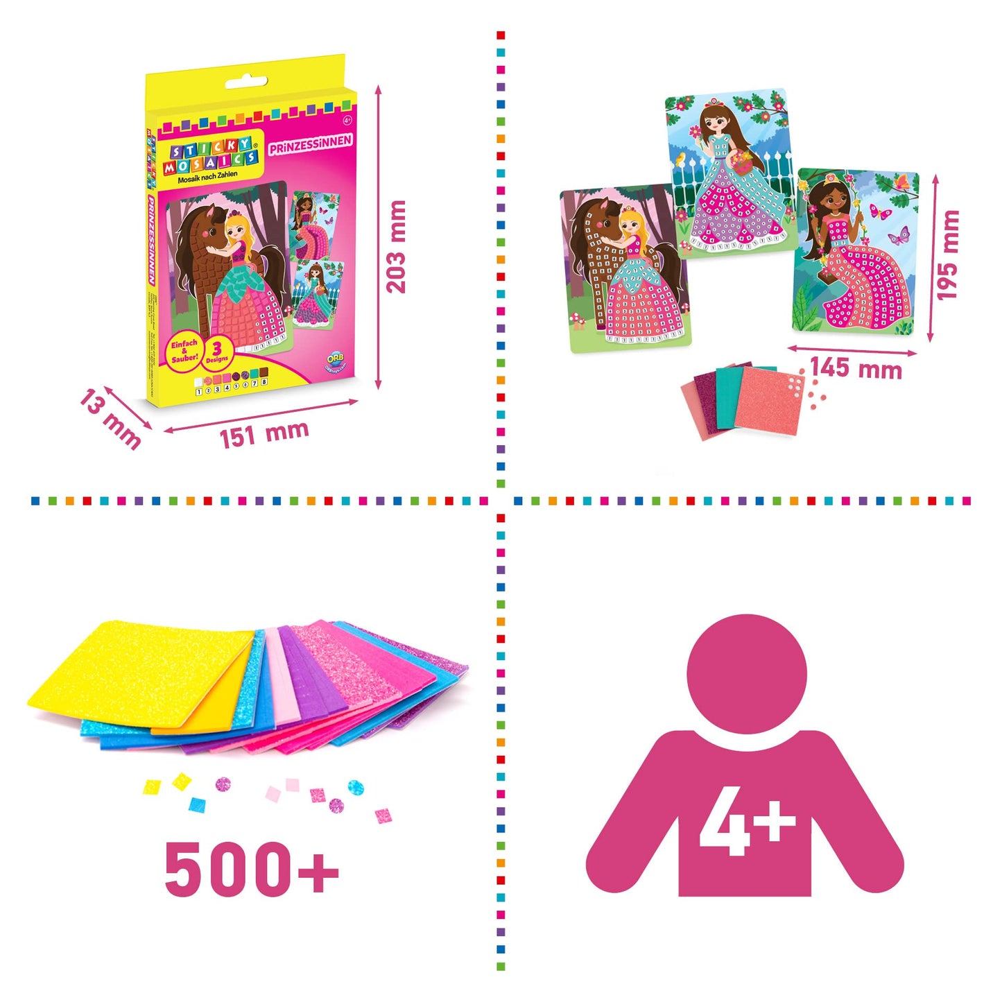 Orb 51020 Sticky Mosaics Travel Pack Princesses, Multi
