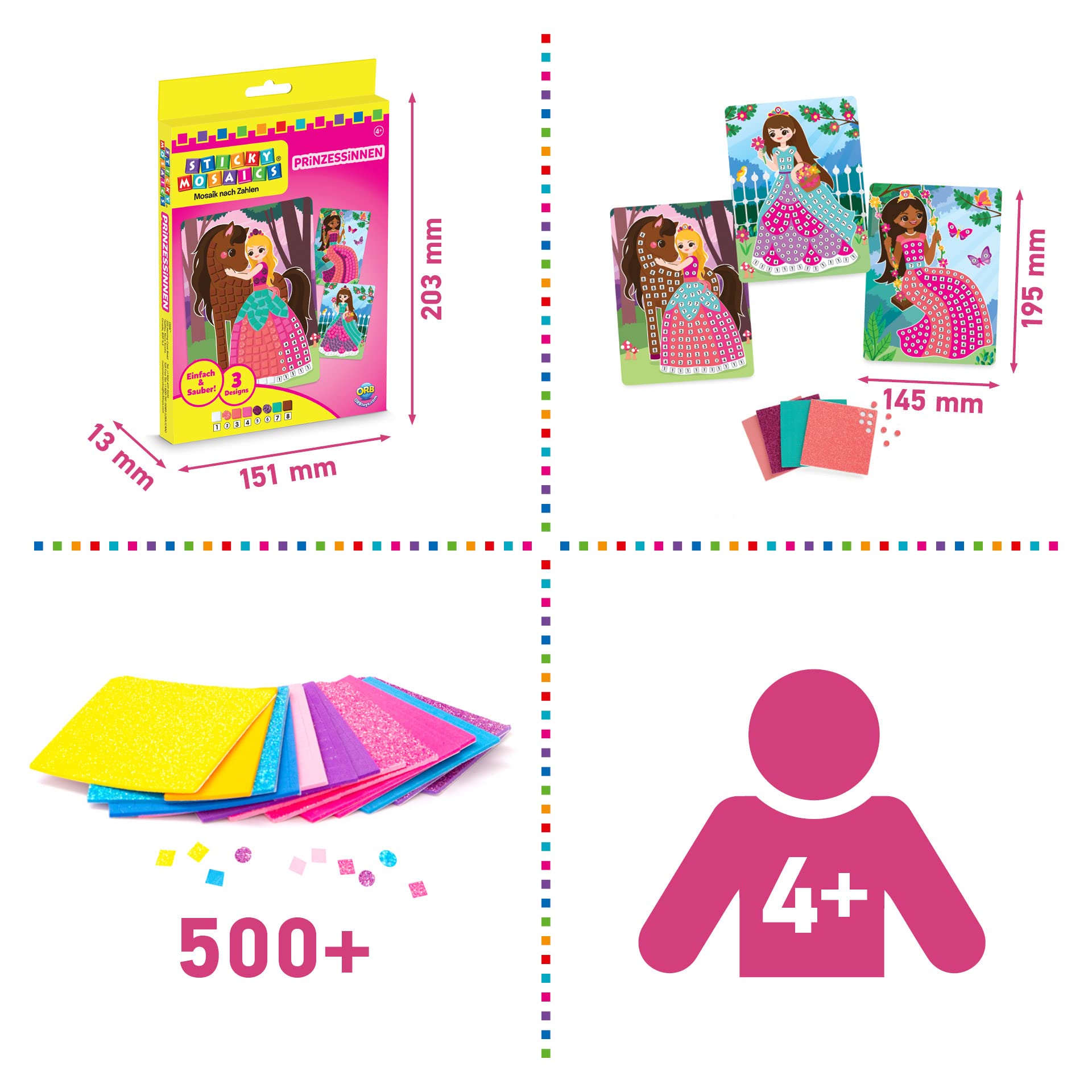 Orb 51020 Sticky Mosaics Travel Pack Princesses, Multi