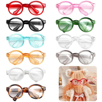 10 Pcs Doll Glasses, Mini Eyeglasses with Clear Lenses, Doll Dress Up Glasses, ABS Frame Eyewears, Colorful Fashion Accessories, Fashion Costume