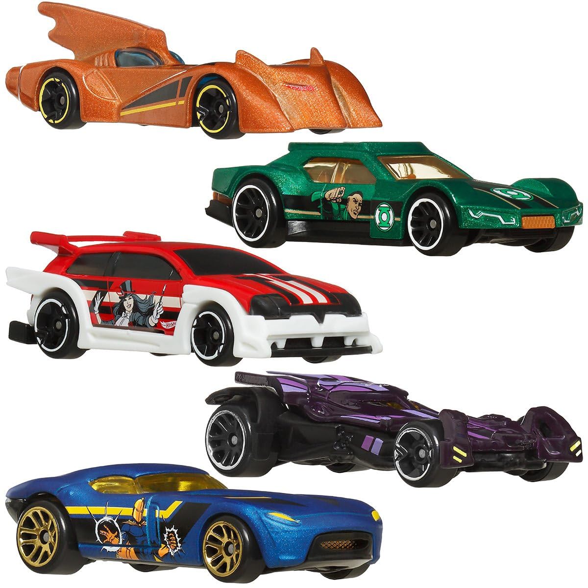 Hot Wheels DC Batman Silver Series Die-Cast Cars Collection, 5-Pack Bundle, Batmobile, Driftsta, Fast Felion, Flight '03, Ages 3+ HDG89-956N Mix 1