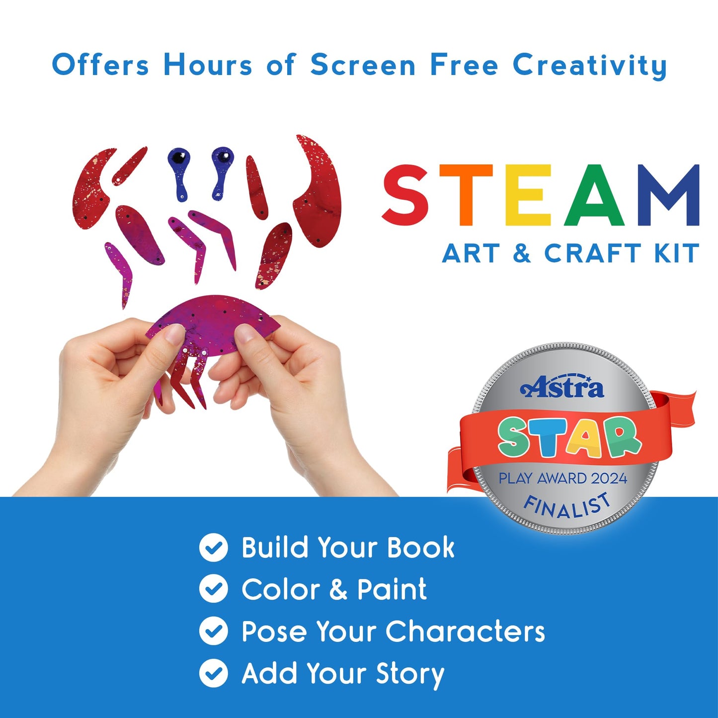 EyeConnect Crafts DIY 3D Tunnel Book Kit - Creative STEAM Art & Craft Set for Kids & Teens, Build, Paint & Make Your Own Book with Posable Interactive