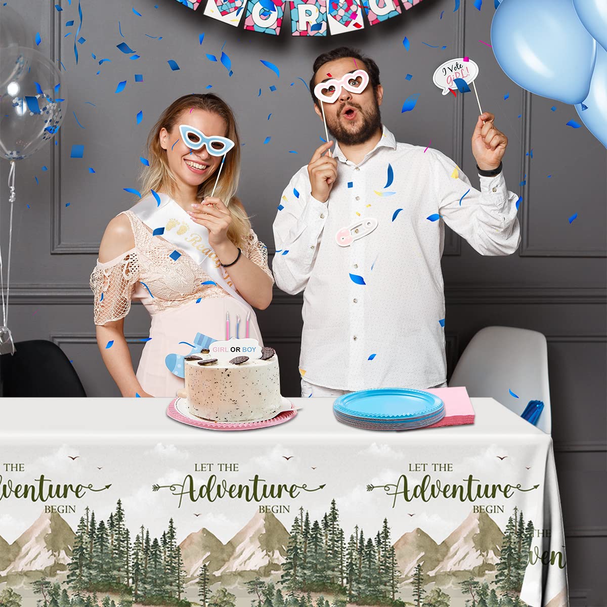 Gupesxu Adventure World Awaits Tablecloth - Travel Themed Table Decorations Disposable Exploration Travel Plastic Tablecloth for Baby Shower Birthday