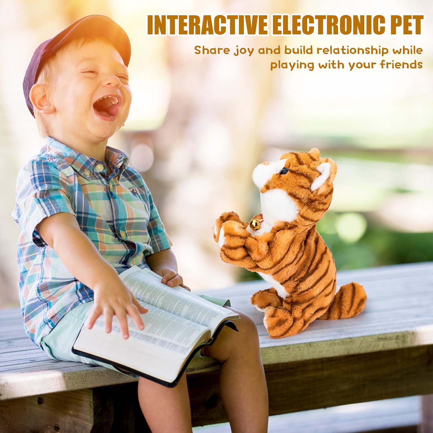 Smalody Interactive Electronic Plush Toy - Upgrade Robot Talking Cat Toys, Animals Sound Control Electronic Pet for Kids, Kitten Toys for Boys & Girls