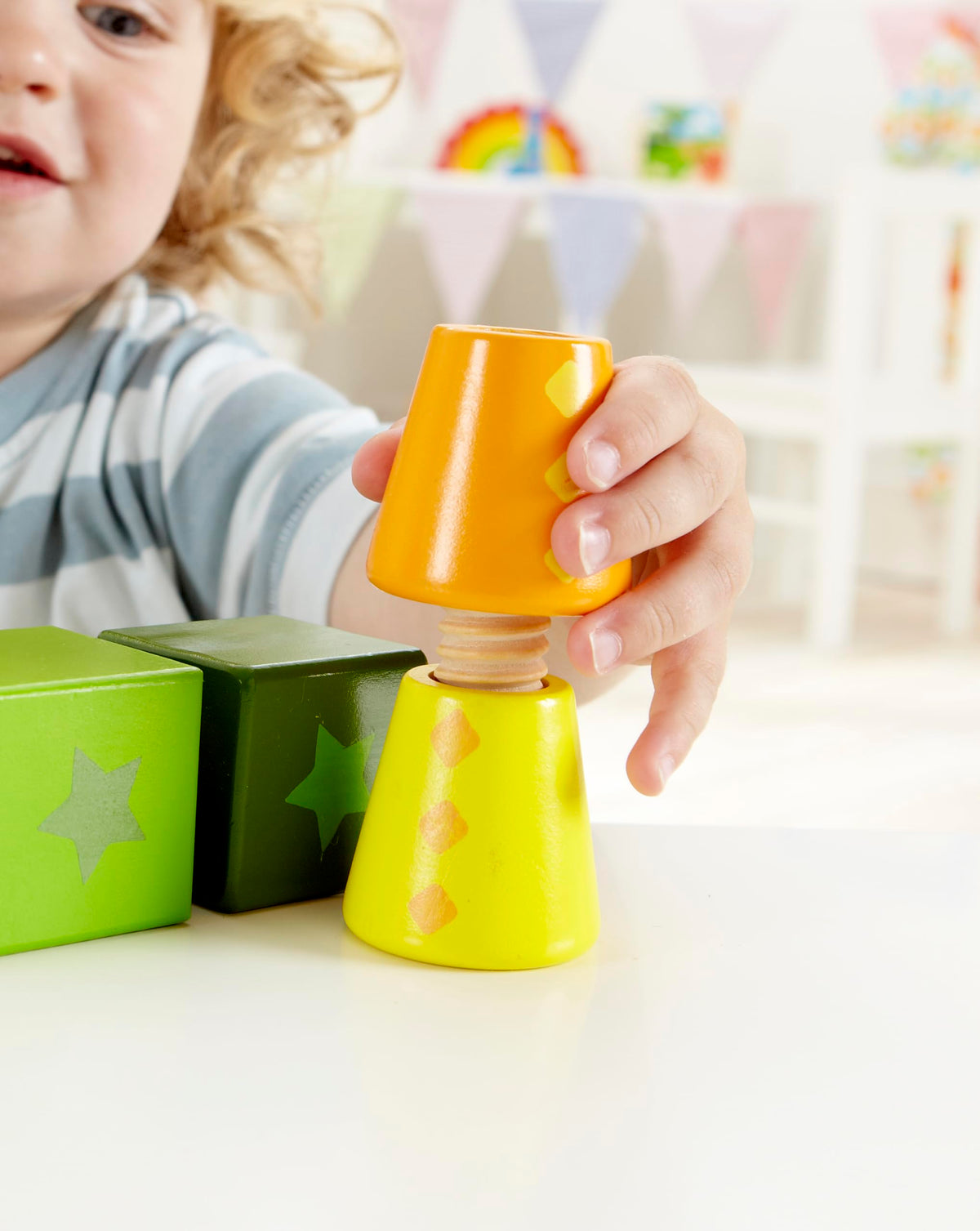 Hape Twist and Turnables Wooden Building Block Learning Set