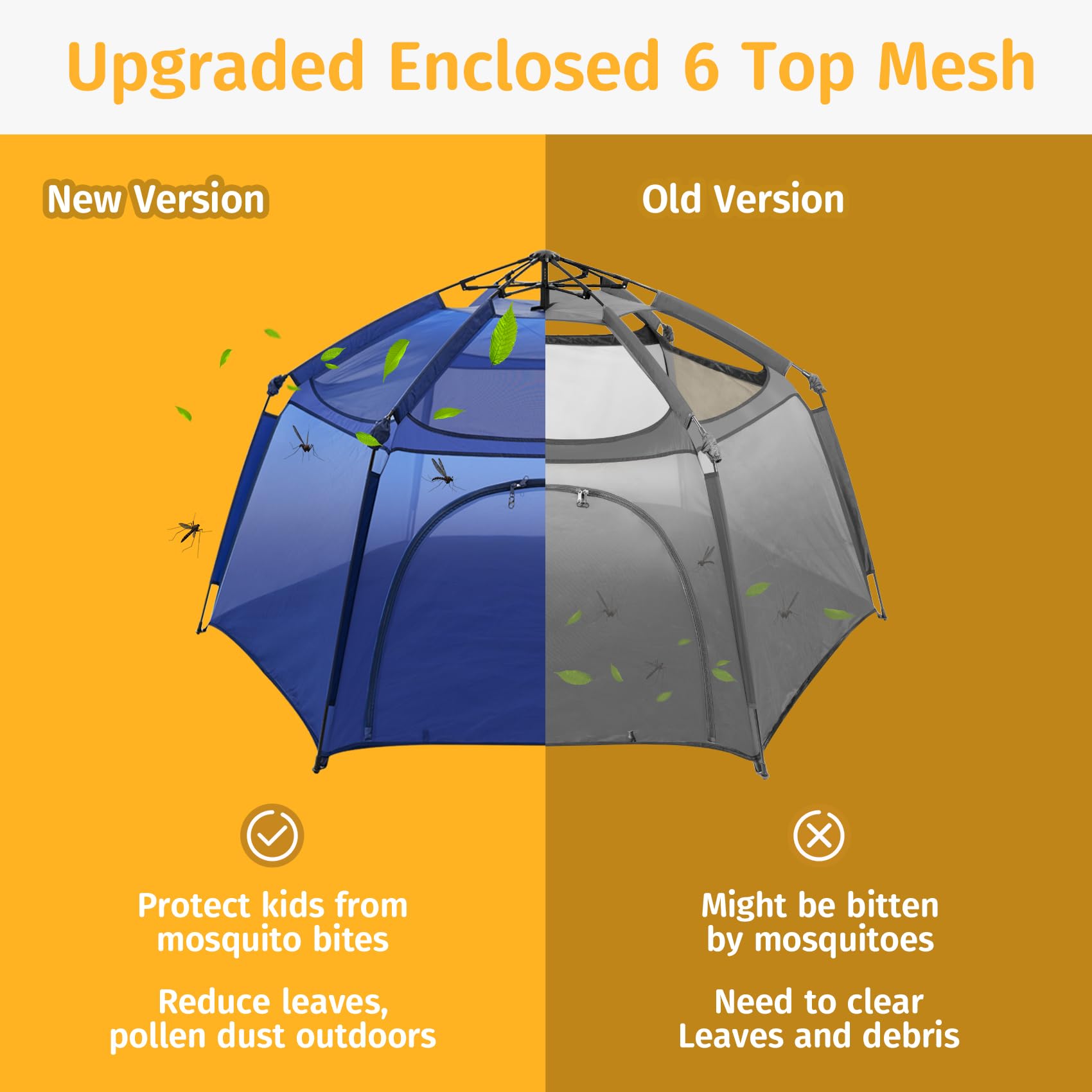 Alvantor® Baby Playpen Pop Up Play Yard 84"x84"x44”Large Kids Play Tent Indoor Outdoor Playhouse Mesh Play Pen, Mosquito Net Playpen Camping Beach