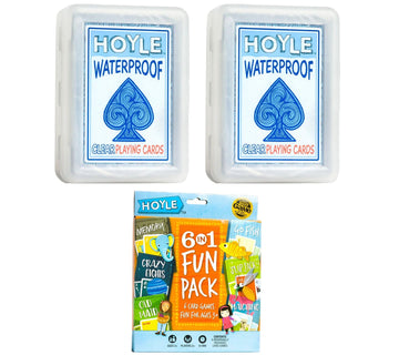 Bicycle Hoyle Summer Fun Pack Hoyle 6-in-1 Kids Card Games and 2 Decks of Clear Plastic Waterproof Playing Cards, Fast-Paced Family Game Night Playing