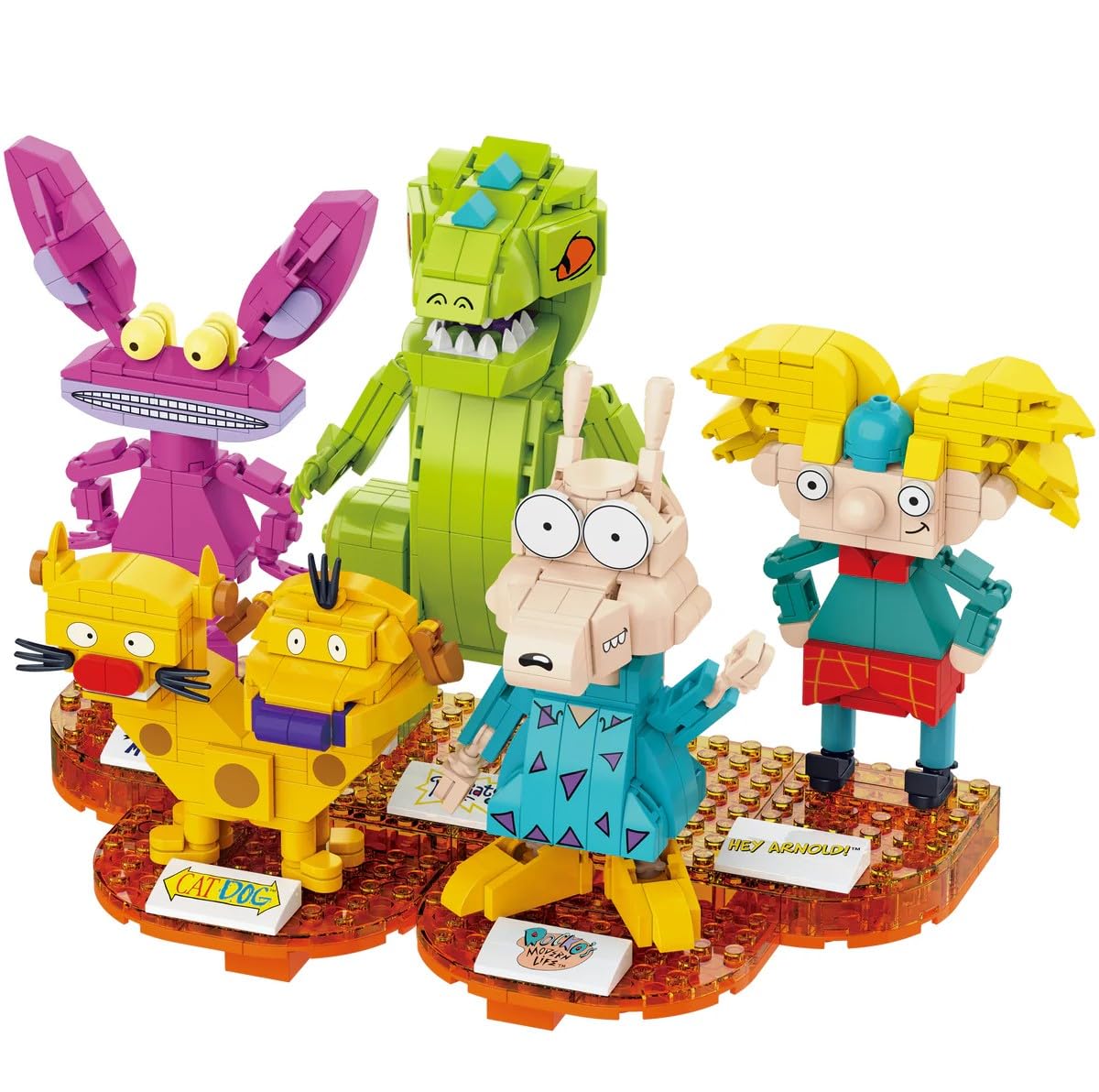 Brickcraft Nickelodeon 90s Brick Building Set 833-Piece Kit to Build Reptar, Arnold, Catdog, Ickis, Rocko Posable Figures for Display & Play Retro