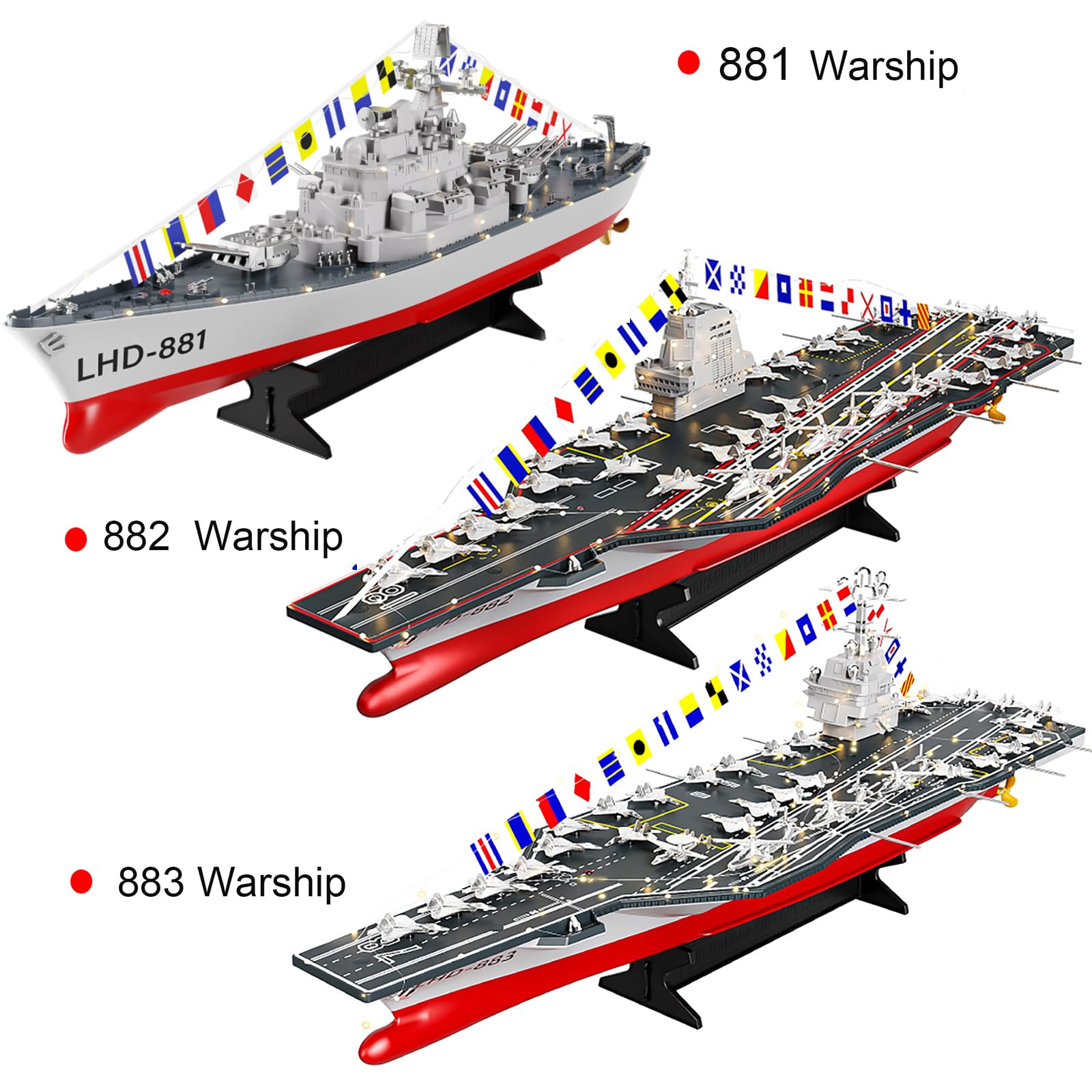 Ssccgym 23.6" Inch Remote Controlled Warship Battleship 10km/h 4WD 2.4G RC Controlled Ship 1:390 Scale On Water Lakes Pools Exhibits Models for 14Y+